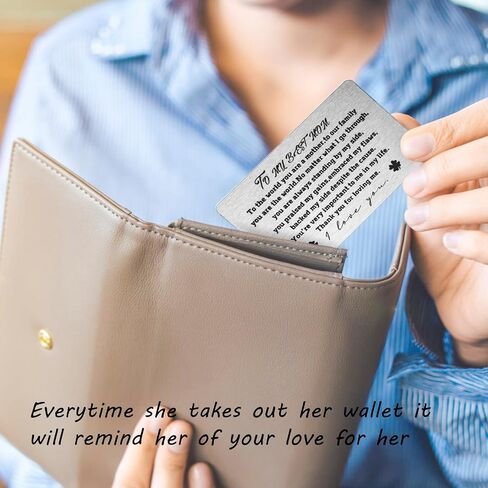 Engraved Wallet Love Note,Mom Gifts,Mothers Day gift,Keychain,Metal Wallet Card to Mom,Mom Keychain,Birthday Gifts For Mom,Mothers Day Gifts from Son,Wallet Insert Card Gift,Gifts for Mom in Saudi Arabia