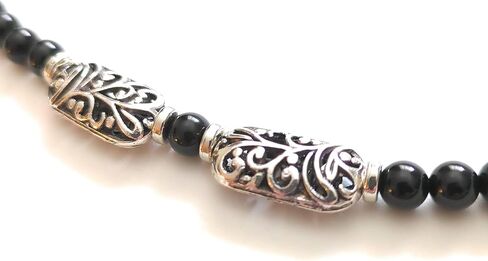 Black Onyx Hatband Silver Vine Bead Adjustable Size For Western Fedora Straw Panama Style Hats in Saudi Arabia
