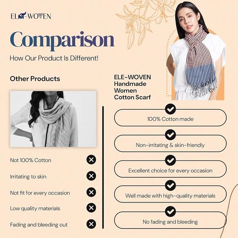 9 Color tones 100% Cotton Plaid Scarf for Women – 15 x 66 Inch Handmade Scarf with Jacquard Braid – Gorgeous Non-Fading Colors – Breathable and Skin-Friendly Scarf – Ideal for All Seasons in Kuwait