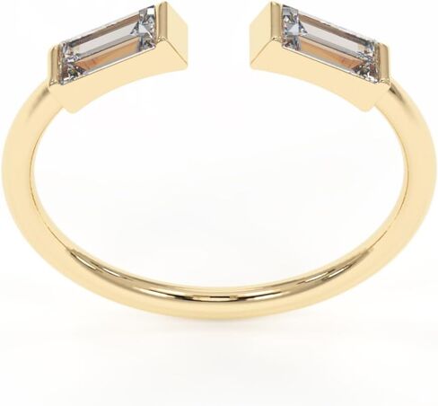 18k Gold Rectangle Clear Quartz April Birthstone Valentine’s Day Ring for Women - Chunky Gold rings - Dainty Minimalist Ring for Girls Stocking Stuffers for Teens (Size 6) in Saudi Arabia