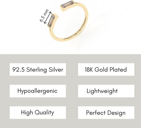 18k Gold Rectangle Clear Quartz April Birthstone Valentine’s Day Ring for Women - Chunky Gold rings - Dainty Minimalist Ring for Girls Stocking Stuffers for Teens (Size 6) in Saudi Arabia