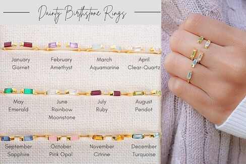 18k Gold Rectangle Clear Quartz April Birthstone Valentine’s Day Ring for Women - Chunky Gold rings - Dainty Minimalist Ring for Girls Stocking Stuffers for Teens (Size 6) in Saudi Arabia