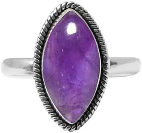 Amethyst Stone Ring 925 Sterling Silver Statement Ring For Women and Girls Handmade Rings Natural Marquise Gemstone Ring Promise Ring For Christmas Size US 7 Gift For Her in Saudi Arabia