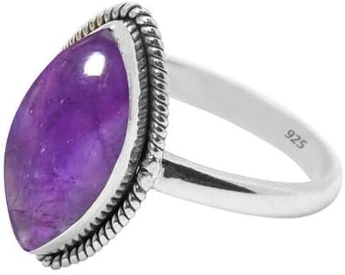 Amethyst Stone Ring 925 Sterling Silver Statement Ring For Women and Girls Handmade Rings Natural Marquise Gemstone Ring Promise Ring For Christmas Size US 7 Gift For Her in Saudi Arabia