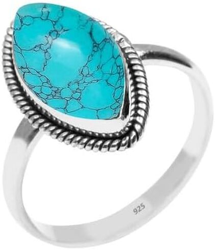 Amethyst Stone Ring 925 Sterling Silver Statement Ring For Women and Girls Handmade Rings Natural Marquise Gemstone Ring Promise Ring For Christmas Size US 7 Gift For Her in Saudi Arabia