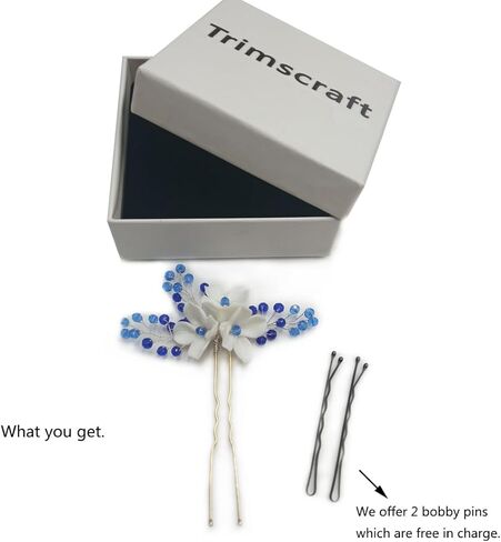 اليدوية الأزرق كريستال زهرة بيضاء دبابيس الشعر الزفاف حجر الراين الزهور الزفاف قطعة الشعر بوهو العرائس إكسسوارات الشعر وصيفات الشرف الشعر مجوهرات in Kuwait