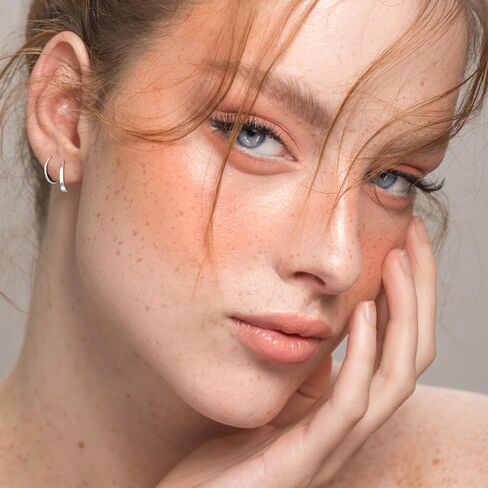 مزدوجة هوب القرط الأقراط الصغيرة فضة أقراط هيبوالرجينيك دوامة أقراط تويست أقراط للنساء العصرية in Kuwait