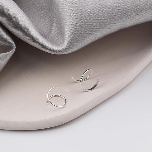 مزدوجة هوب القرط الأقراط الصغيرة فضة أقراط هيبوالرجينيك دوامة أقراط تويست أقراط للنساء العصرية in Kuwait