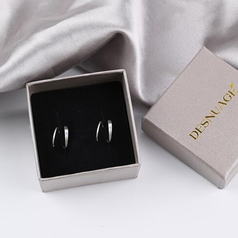 مزدوجة هوب القرط الأقراط الصغيرة فضة أقراط هيبوالرجينيك دوامة أقراط تويست أقراط للنساء العصرية in Kuwait