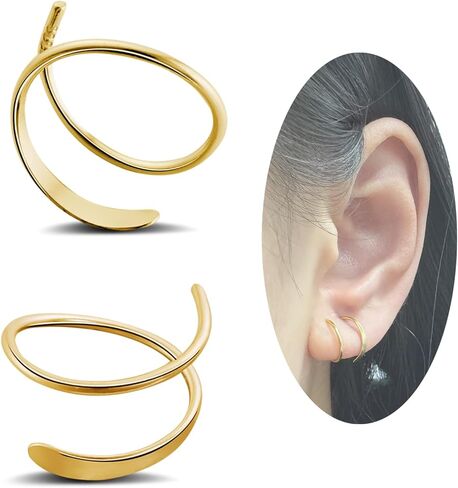 Double Hoop Earring Small Hoop Earrings Sterling Silver Earrings Hypoallergenic Spiral Earrings Twist Earrings for Women Trendy in Saudi Arabia