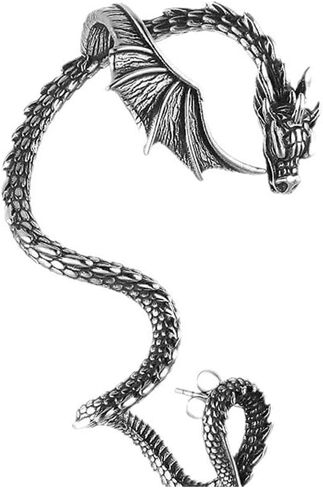 Dragon Cuff Earrings for Women Elf Earrings Retro Punk Dragon Earrings Gothic Silver Dragon Cuff Earring Vintage Wrap Earring for Women Men Girls Boys Gift (Sliver Right) in Saudi Arabia