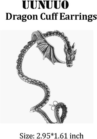 Dragon Cuff Earrings for Women Elf Earrings Retro Punk Dragon Earrings Gothic Silver Dragon Cuff Earring Vintage Wrap Earring for Women Men Girls Boys Gift (Sliver Right) in Saudi Arabia