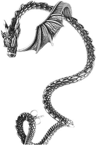 Dragon Cuff Earrings for Women Elf Earrings Retro Punk Dragon Earrings Gothic Silver Dragon Cuff Earring Vintage Wrap Earring for Women Men Girls Boys Gift (Sliver Right) in Saudi Arabia