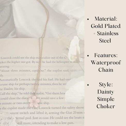 الذهب قلادة الزهور، القلائد الذهبية لذيذ حفلة موسيقية زهر الكرز المختنق قلادة 18 "القلائد زهرة الوردي للنساء الشاطئ القلائد مجوهرات أنيقة أنيقة كما العروس حفلة موسيقية هدية عيد ميلاد in Kuwait