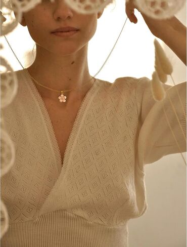 الذهب قلادة الزهور، القلائد الذهبية لذيذ حفلة موسيقية زهر الكرز المختنق قلادة 18 "القلائد زهرة الوردي للنساء الشاطئ القلائد مجوهرات أنيقة أنيقة كما العروس حفلة موسيقية هدية عيد ميلاد in Kuwait