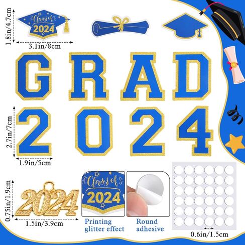 Yinkin Graduation Ribbon Leis Set فئة 2024 قلادة مزدوجة مضفرة مصنوعة يدويًا للخريجين قابلة للتعديل تتضمن فتحات حريرية Leis Grad 2024 قلادة لإكسسوارات حفلات التخرج (أزرق، أبيض) in Saudi Arabia