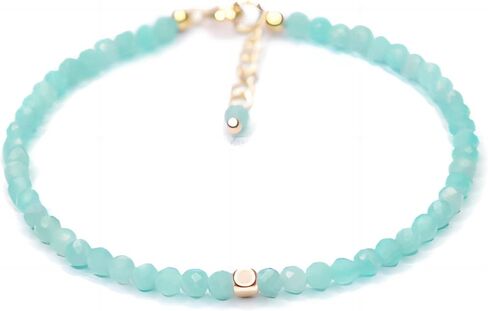 Natural Amethyst Beads Bracelet for Women Girls, 3 mm Faceted Round Beads, Handmade Jewelry 14k Plated 7 + 1 Inch Adjustable Chain Natural crystal bracelet in Saudi Arabia