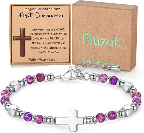 First Communion Gifts for Girls Catholic Cross Bracelet Teen Girls Jewelry 6 8 Easter Basket 1st First Holy Communion Gifts for Girls Daughter Goddaughter Granddaughter Niece in Saudi Arabia