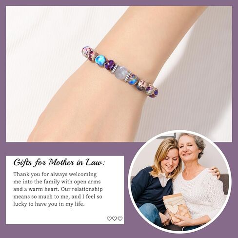 Mother Day Gifts Bead Bracelet Moonstone Jewelry Jasper Stone Beaded Bracelets Handmade Moonstone Bracelets Birthday Gifts Ideas Bonus Mom Gifts in Kuwait