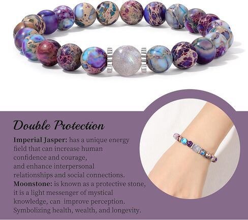 Mother Day Gifts Bead Bracelet Moonstone Jewelry Jasper Stone Beaded Bracelets Handmade Moonstone Bracelets Birthday Gifts Ideas Bonus Mom Gifts in Kuwait
