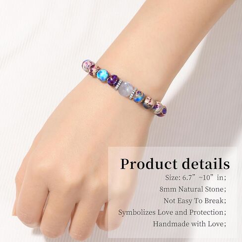 Mother Day Gifts Bead Bracelet Moonstone Jewelry Jasper Stone Beaded Bracelets Handmade Moonstone Bracelets Birthday Gifts Ideas Bonus Mom Gifts in Kuwait