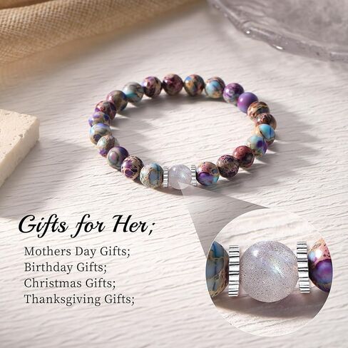 Mother Day Gifts Bead Bracelet Moonstone Jewelry Jasper Stone Beaded Bracelets Handmade Moonstone Bracelets Birthday Gifts Ideas Bonus Mom Gifts in Kuwait