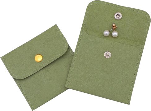 40pcs Green Microfiber Jewelry Pouch Button Bag 8 x 8cm, Jewelry Packaging Bag Luxury Small Favor Bags Jewelry Gift Bags for Earrings Necklaces Bracelet Ring in Saudi Arabia