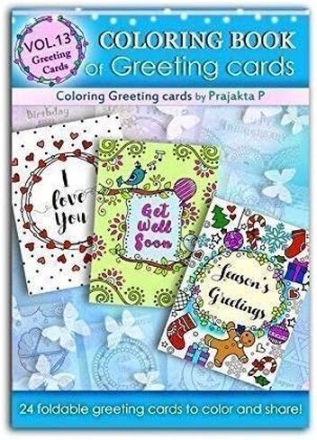 Coloring book of greeting cards: 24 handmade foldable cards to color | Premium Handmade Paperback Spiral Bound Coloring Book | Art and Sip Party, DIY Kit, Party favor | Easy & fun drawings to color in Kuwait