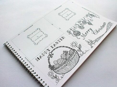 Coloring book of greeting cards: 24 handmade foldable cards to color | Premium Handmade Paperback Spiral Bound Coloring Book | Art and Sip Party, DIY Kit, Party favor | Easy & fun drawings to color in Kuwait