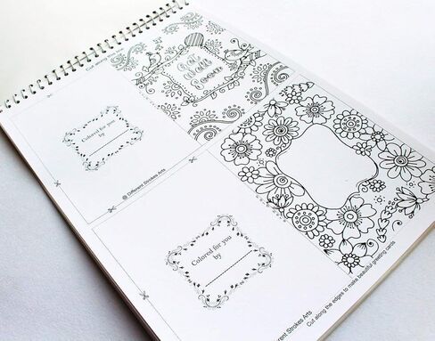 Coloring book of greeting cards: 24 handmade foldable cards to color | Premium Handmade Paperback Spiral Bound Coloring Book | Art and Sip Party, DIY Kit, Party favor | Easy & fun drawings to color in Kuwait