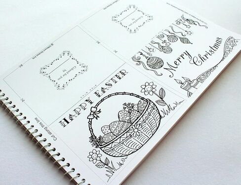 Coloring book of greeting cards: 24 handmade foldable cards to color | Premium Handmade Paperback Spiral Bound Coloring Book | Art and Sip Party, DIY Kit, Party favor | Easy & fun drawings to color in Kuwait