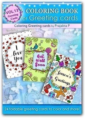 Coloring book of greeting cards: 24 handmade foldable cards to color | Premium Handmade Paperback Spiral Bound Coloring Book | Art and Sip Party, DIY Kit, Party favor | Easy & fun drawings to color in Kuwait