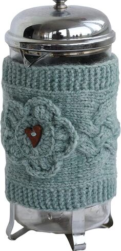 Hand Knit French Press Cozy Wool Holiday Table Decor Flower Cover Tea Pot Housewarming Gift, Knitting Accessories in Saudi Arabia