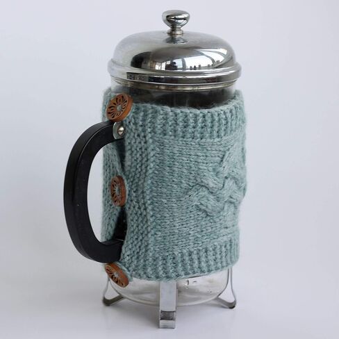 Hand Knit French Press Cozy Wool Holiday Table Decor Flower Cover Tea Pot Housewarming Gift, Knitting Accessories in Saudi Arabia