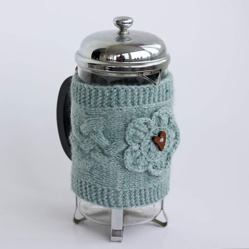 Hand Knit French Press Cozy Wool Holiday Table Decor Flower Cover Tea Pot Housewarming Gift, Knitting Accessories in Saudi Arabia