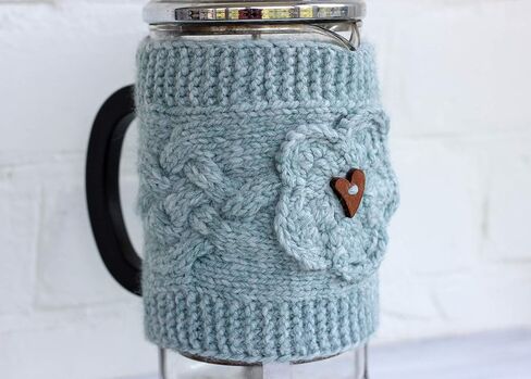 Hand Knit French Press Cozy Wool Holiday Table Decor Flower Cover Tea Pot Housewarming Gift, Knitting Accessories in Saudi Arabia