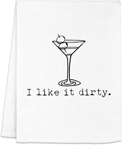 Original Dish Towel, I Like It Dirty, Flour Sack Kitchen Towel, Sweet Housewarming Gift, Farmhouse Kitchen Decor, White or Gray (White) in Saudi Arabia