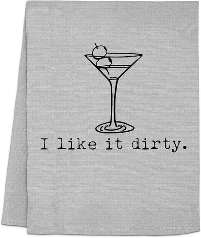 Original Dish Towel, I Like It Dirty, Flour Sack Kitchen Towel, Sweet Housewarming Gift, Farmhouse Kitchen Decor, White or Gray (White) in Saudi Arabia