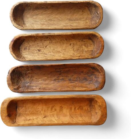 وعاء عجين الرغيف الفرنسي البني مقاس 18 بوصة - 21 بوصة، وعاء مزخرف، قطعة مركزية للطاولة، وعاء خشبي مزخرف وعاء الفجر الجديد in Kuwait