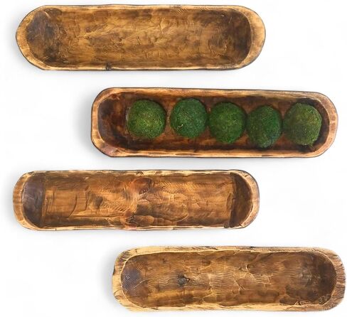 وعاء عجين الرغيف الفرنسي البني مقاس 18 بوصة - 21 بوصة، وعاء مزخرف، قطعة مركزية للطاولة، وعاء خشبي مزخرف وعاء الفجر الجديد in Kuwait