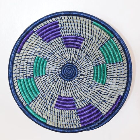 سلة أفريقية كبيرة منسوجة يدويًا - سلة من السيزال والعشب الحلو مقاس 12 بوصة - وعاء منسوج - مصنوعة يدويًا في رواندا، RB212 in Kuwait