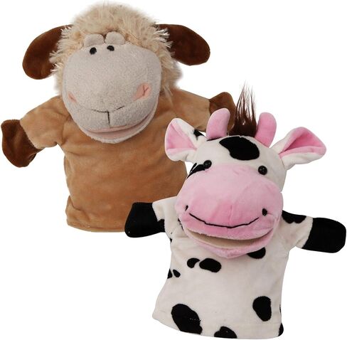 Animal Hand Puppets Set for Kids & Adults - 12.5" Premium Quality Soft Plush Toys with Movable Mouths - Perfect for Storytelling, Teaching, Preschool, Role-Play - Durable, Vibrant, Educational Puppets in Saudi Arabia