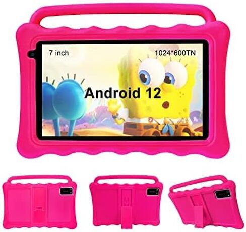 تابلت BYYBUO K7 للأطفال، تابلت أندرويد مقاس 7 بوصة للأطفال، ذاكرة وصول عشوائي 2 جيجابايت، ذاكرة وصول عشوائي 32 جيجابايت، 1024 * 600TN، كاميرا خلفية أمامية بدقة 0.3 ميجابكسل و2 ميجابكسل، جهاز لوحي للأطفال مع حافظة مقاومة للأطفال، هدية مثالية للأطفال (وردي) in Kuwait