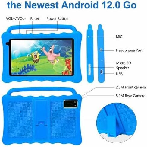 تابلت BYYBUO K7 للأطفال، تابلت أندرويد مقاس 7 بوصة للأطفال، ذاكرة وصول عشوائي 2 جيجابايت، ذاكرة وصول عشوائي 32 جيجابايت، 1024 * 600TN، كاميرا خلفية أمامية بدقة 0.3 ميجابكسل و2 ميجابكسل، جهاز لوحي للأطفال مع حافظة مقاومة للأطفال، هدية مثالية للأطفال (وردي) in Kuwait