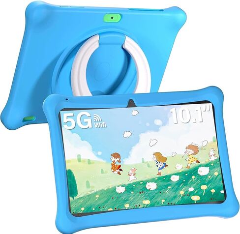 2GB RAM 64GB ROM Tablet 10 Inch Android 13 Kids Tablet for Kids with Drop-Proof Case, 5000mAh, 1280 * 800 Display, 2+5MP Camera, WiFi, Educational Games, Blue in Saudi Arabia