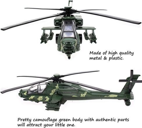 CORPER TOYS Army Helicopter Toy Diecast Military Attack Plane with Lights and Sounds Pullback Vehicles for Kids Boys Bonus with 2 Army Soldiers in Kuwait