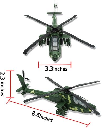 CORPER TOYS Army Helicopter Toy Diecast Military Attack Plane with Lights and Sounds Pullback Vehicles for Kids Boys Bonus with 2 Army Soldiers in Kuwait