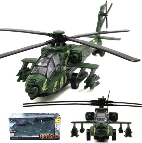 CORPER TOYS Army Helicopter Toy Diecast Military Attack Plane with Lights and Sounds Pullback Vehicles for Kids Boys Bonus with 2 Army Soldiers in Kuwait