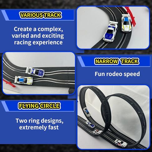AGM MASETCH Slot Car Race Track Sets with 4 Exquisite Slot Cars, Battery or Electric Car Track, 2 Controllers, Lap Counter, Gift Toys for Boys and Girls Age 4-8 8-12 in Kuwait