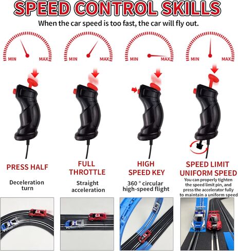 AGM MASETCH Slot Car Race Track Sets with 4 Exquisite Slot Cars, Battery or Electric Car Track, 2 Controllers, Lap Counter, Gift Toys for Boys and Girls Age 4-8 8-12 in Kuwait